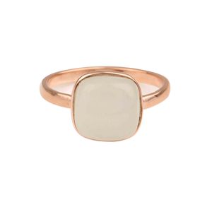 Anillo clásico para mujer, Plata de Ley 925 de calidad superior, piedra lunar blanca Natural, chapado en oro rosa, forma de cojín de 12mm - Product Image 5