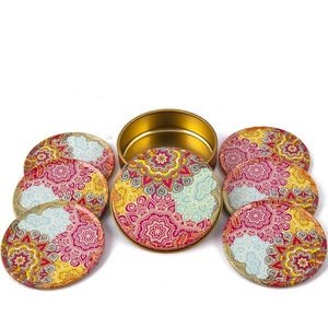 MANDALA colorido estampado y caja de seis METAL té montaña rusa de Turquía - Product Image 2
