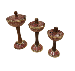 Hand Painted Brass Incense <b>Bakhoor</b> Burner Set Of 3 Different Size <b>Bakhoor</b> Burner For Wedding Party Use - Product Image 2