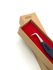 Conception professionnelle Logo personnalisé 90 degrés minuit revêtement en poudre en acier inoxydable Extension de cils pince à épiler Instruments de beauté - Product Image 2