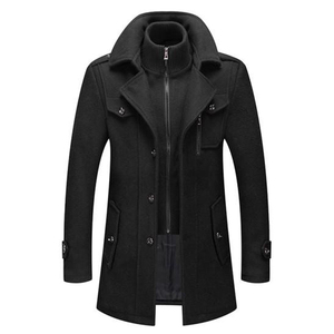 Manteau d'extérieur long pour homme en cuir de veau véritable, couleur unie, col montant, chaud pour l'hiver, personnalisable avec logo sur le devant, haute qualité 2026 - Product Image 4
