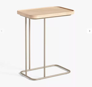 Table d'appoint extensible au design moderne, plateau en bois, base en métal, rectangulaire, meuble d'angle haut, décoration de salon - Product Image 1