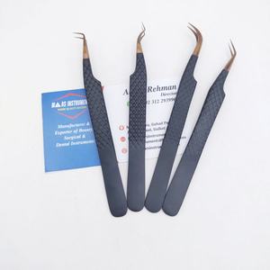 Extensions de cils incurvées d'isolation de pointe d'or rose de revêtement de poudre noire pince à épiler Logo personnalisé - Product Image 2