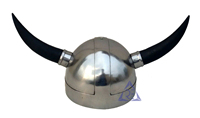 Casque de guerrier Viking médiéval antique avec cornes, en acier découpé, argenté, fait main, sur mesure, poli brillant, artisanat métallique UV