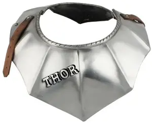 Medieval German Gothic Armor Gorget Bevor Neck 18G Steel Plate Silver Finish Strap Gorget Neck Plate