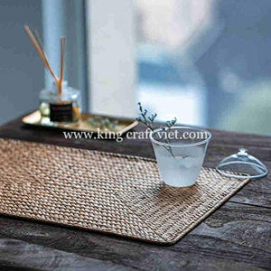 Rustic <b>Woven</b> Rectangle Seagrass Placemats for Dining Table, Natural Placemat Handmade <b>Coaster</b> Charger Plate Handcraft Table Mat - Product Image 6