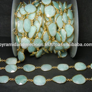 D'amazonite À Facettes Forme Libre Taille Pierres Précieuses Lunette Connecteur Chaîne - Product Image 4