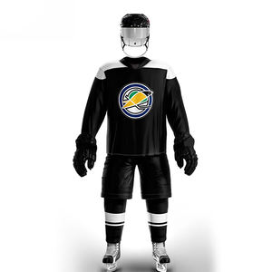 Jersey de hockey sobre hielo de poliéster personalizado de alta calidad, diseño gratuito, impresión por sublimación, aparejos, bordado de sarga, camisa OEM única - Product Image 1