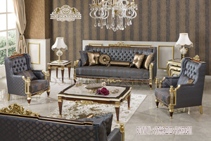Juego de Sofás de Estilo Moderno y Elegante para el Hogar, 8 Plazas, Muebles de Sala de Estar Tallados a Mano, Juego de Sofás de Madera Europeos para el Hogar, EE. UU. - Product Image 4
