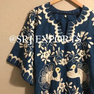 Robe élégante brodée blanche, de Style mexicain, magnifique robe élégante à manches courtes, tunique d'été et de printemps, - Product Image 3