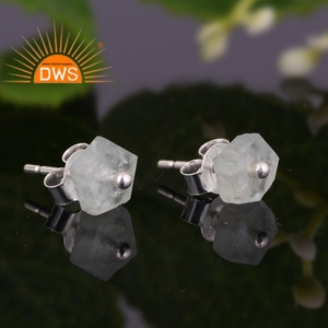 Boucles d'oreilles clous en argent sterling fin et pierre précieuse naturelle aigue-marine, modèle 2026, les plus vendues, pour femmes, fabricant de bijoux - Product Image 2