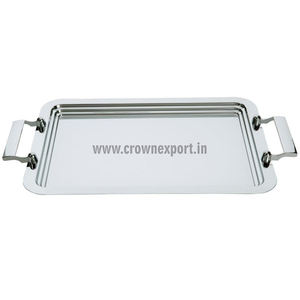 Plateau de service à thé en acier martelé découpé au diamant, design moderne en aluminium, plateaux de service de bar en métal avec poignées personnalisées, 6 pièces - Product Image 4