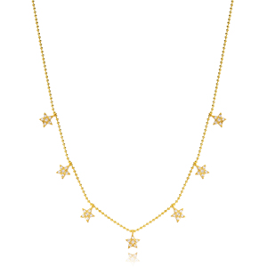 Minimalista estrella coctelera diseño turco venta al por mayor hecha a mano de plata de Zirconia collar de piedra - Product Image 1