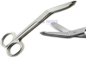 Tijeras de vendaje de acero inoxidable para enfermeras, 14cm, punta de seguridad, nuevos patrones curvados - Product Image 6