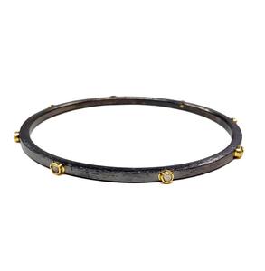 Adorable Sterling <b>Silver</b> 925 Gold Plated Oxidized Rough Texture Diamonds Everyday Wear Wholesale Customized <b>Bangles</b> <b>Bracelets</b> - Product Image 2