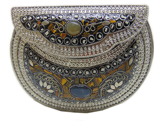 Ethnic <b>Clutch</b> Vintage Bag Handmade Metal Bag Mosaic Stone Purse Shell Bag Hand <b>clutch</b> Handbag for women - Product Image 6