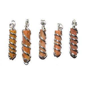 Colgante de ágata de Aventurina de melocotón, piedra natural tallada por Feng Shui y proveedor de envoltura de lápiz de piedras preciosas grabadas estilo amor - Product Image 1