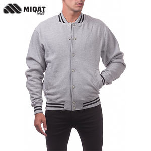 เสื้อแจ็กเก็ตเบสบอลผ้าฟลีซสำหรับผู้ชาย,เสื้อแจ็คเก็ตนักกีฬาสีเทา - Product Image 5