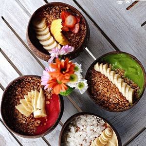 High Quality Eco-friendly Coconut Shell Bowls/ Organic Coconut Bowls and <b>Wooden</b> Spoon Gift <b>Set</b> / Salad Smoothies Bowls Cheapest - Product Image 6