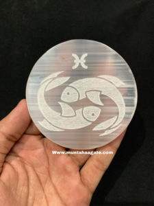 Placa de carga de selenita al por mayor con signos del zodiaco para limpieza de energía espiritual tablero de selenita a granel para curación y decoración Reiki - Product Image 3