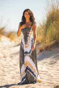 Boho ชุดเดรสมัดย้อมสไตล์ยิปซี,ชุดกระโปรงแขนพองเอวยางยืดแฟชั่นมัดย้อมสำหรับว่ายน้ำชายหาดฤดูร้อนชุดค็อกเทลโบโฮ - Product Image 3