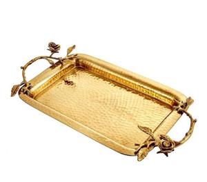 Plateau de service moderne pour ustensiles de cuisine, décor de plat de service pour la maison d'hôtel couleur or plateau de service carré en métal de conception moderne - Product Image 3