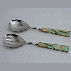 Outil de salade en acier inoxydable Offre Spéciale avec poignée en bois de résine enduite d'argent de nouveau design de fantaisie meilleur prix d'usine en gros disponible - Product Image 6