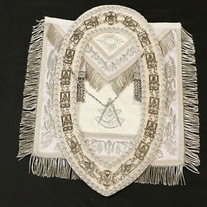 Dareuse-Set de tabliers du Grand maître disney, ensemble avec frange brodée en argent blanc et col en chaîne - Product Image 2