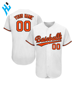 Camiseta de Béisbol Sublimada Personalizada para Hombre, Blanca y Naranja, Número 00, Transpirable, Manga Corta, Corte Regular, Tirantes en X, Poliéster/Algodón, 320g - Product Image 1