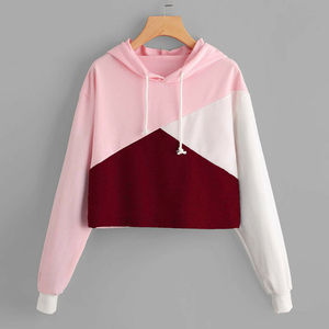 Haut court décontracté pour femme 2022, couleur unie, style streetwear occidental, pull à capuche tricoté avec logo frontal, 100 % coton, écologique - Product Image 5