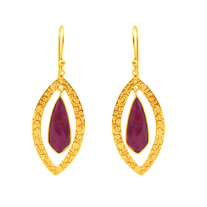 Boucles d'oreilles rubis en pierres précieuses, bijou pour femme, en plaqué or 18k, fabriqué à la main, bas prix - Product Image 2