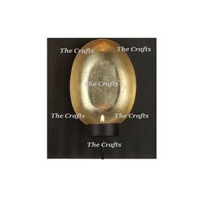 Magnifique porte-bougie décoratif mural en fer doré et noir pour la décoration intérieure - Product Image 1