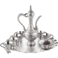 Juego de té tradicional turco otomano Anatoliano, teteras de cobre doble, griego y árabe, venta al por mayor