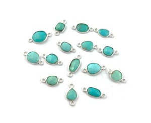 Conectores de bisel de gemas para pulsera, Plata de ley, Multi turmalina, forma libre, 8-12mm - Product Image 5