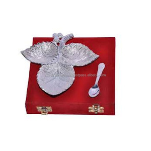 Hoja de plata alemana con cuchara, regalo de boda, indio, hecho a mano, tradicional, Diwali, venta al por mayor - Product Image 4
