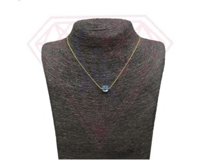 Collier pendentif unisexe minimaliste en or plaqué 18 carats avec pierres naturelles multicolores de forme ronde et zircon cubique noir - Product Image 5