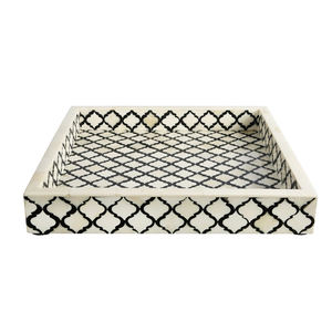 Bandeja para servir con incrustaciones de hueso de resina ecológica con diseño de plato floral hecho a mano para decoración de cocina - Product Image 4