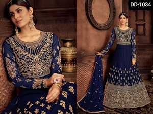 Georgette-Vestido largo de trabajo con bordado, ropa de estilo étnico para boda, Salwar, Kameez, Anarkali - Product Image 4