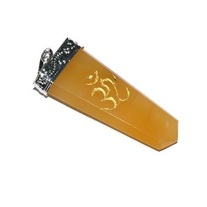 Pendientes planos Om de Aventurina amarilla, los mejores, en venta - Product Image 1