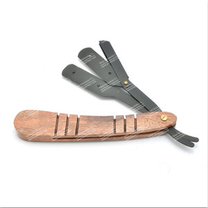 Maquinillas de afeitar de peluquero de borde recto de madera negra Cuchillo de afeitar de acero inoxidable con herramientas de extensión de cabello de plástico - Product Image 4