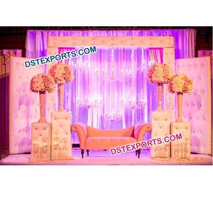 Panel de fondo de cuero para boda, telón con cristal, elegante escenario de boda asiática con paneles de fondo - Product Image 1