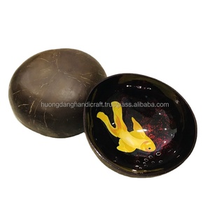 Ecofriendly ชามมะพร้าวเคลือบเงาด้านนอก,ชามขายมะพร้าวและชุดช้อนไม้ - Product Image 4