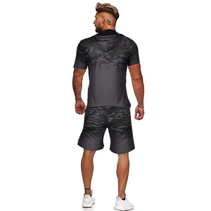 ชุดออกกำลังกายสำหรับผู้ชาย,กางเกงขาสั้นแฟชั่นแขนสั้นมีฮู้ด/มัดย้อม - Product Image 2