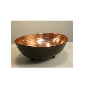 Bol en aluminium noir et cuivre martelé pour la cuisine, l'hôtel, le restaurant, la soupe, le riz et la salade. - Product Image 1