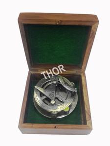 Brújula de reloj de sol de latón Vintage antiguo, decoración de Oficina marítima marina de cobre de 2,5 pulgadas con pantalla de esfera Digital, pulido de dos tonos - Product Image 2