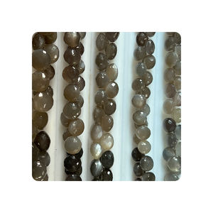 Cuentas facetadas de piedra lunar gris natural premium en forma de cebolla, hilo de 8 pulgadas, de 6 mm a 7 mm, certificadas por terceros para la fabricación de joyas - Product Image 4