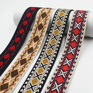 Manufacture 2 Inch Woven Webbing 1000 Yards Custom 50mm Geometric Jacquard Tape High Tenacity Polyester Webbing For Bag Straps
