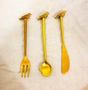 Cuchara rústica de Metal de latón Vintage superventas, cuchara decorativa para cubiertos de cena con mango de diseño de hoja - Product Image 5