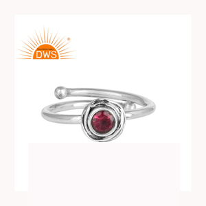 Bague ronde en pierre précieuse rose en topaze rose, argent Sterling 925, couronne cintrée pour anniversaire, fabrication de bague - Product Image 1