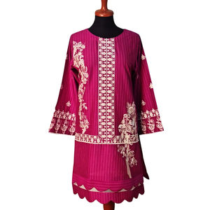 Masoori fil de pelouse travail indien Kurti fait à la main viscose soie coton rayonne-motifs uniques - Product Image 2
